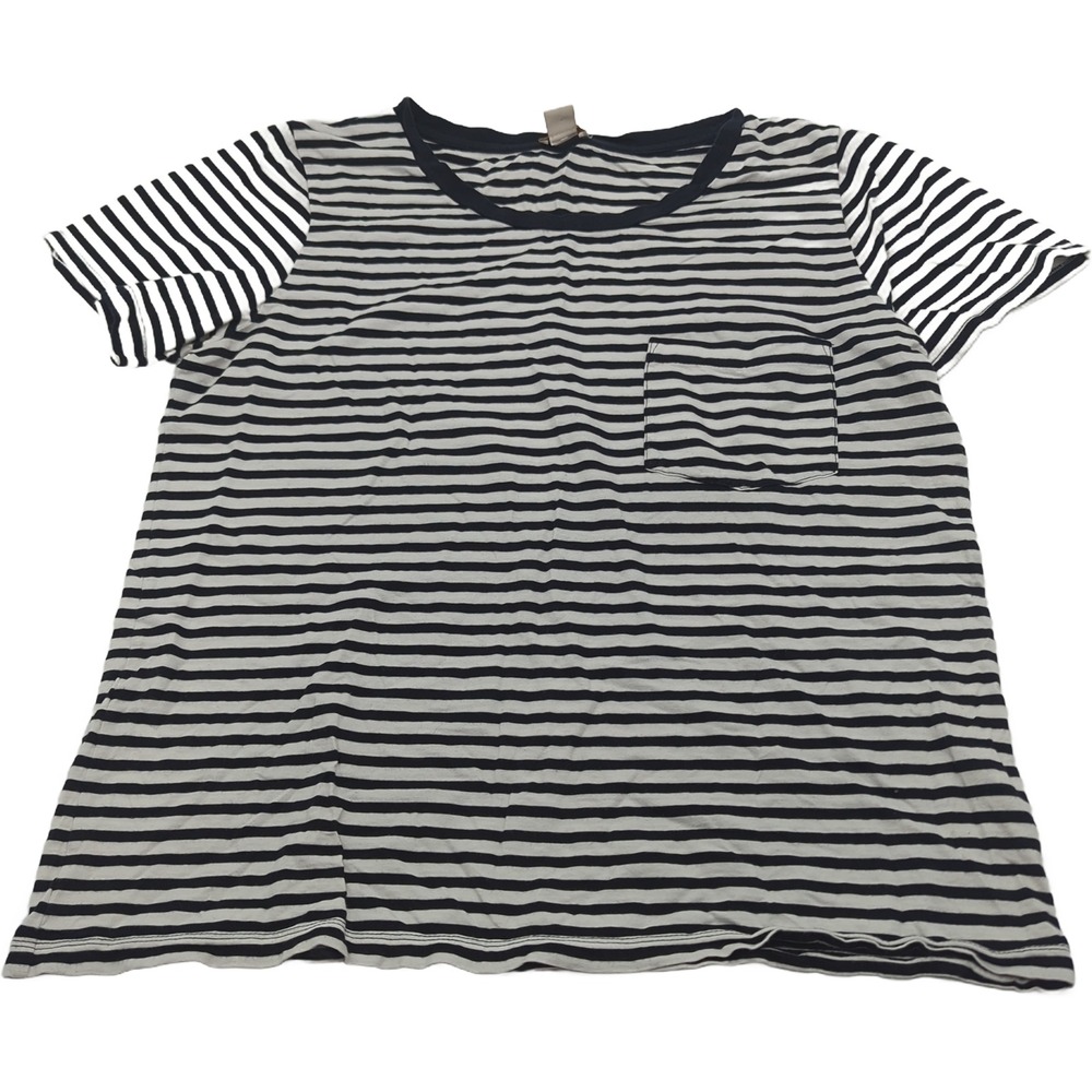 J.Crew Womens Navy White Striped Short Sleeve Pocket T-Shirt Size M F0415